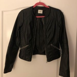 pimkie black cropped leather jacket